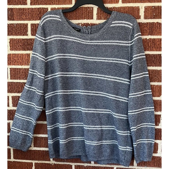 Talbots Sweater Blue and White Striped Sweater with Back Zipper Size XL Petite - Picture 1 of 3